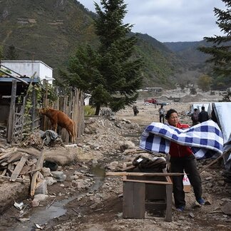 Flood damage in Musan County, DPR Korea